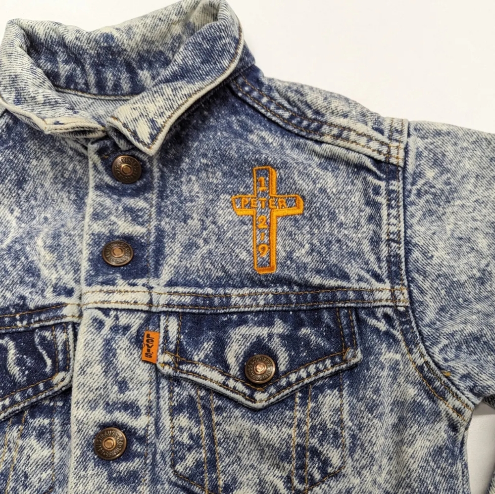 V I N T A G E:: Chosen Levi Acid Wash Toddler Embroidered Jean Jacket
